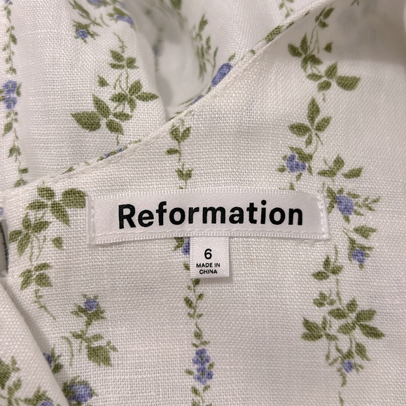 Reformation Bucatini Linen Dress In Chalet Floral Size 6 - Picture 14 of 16